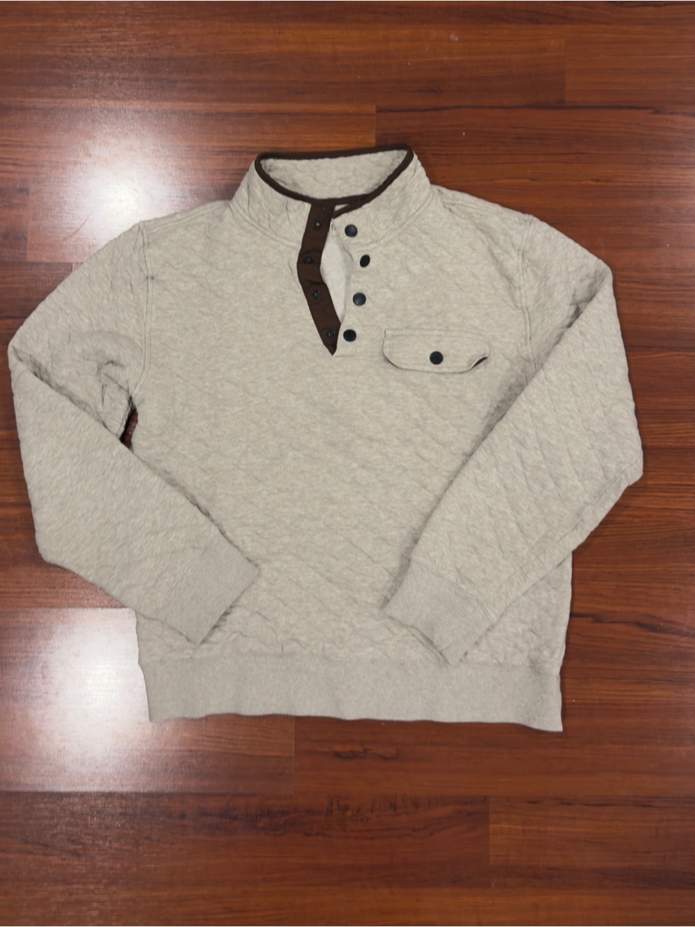 Faherty Brand Quilted Snap-Front Pullover Sweatshirt Size S